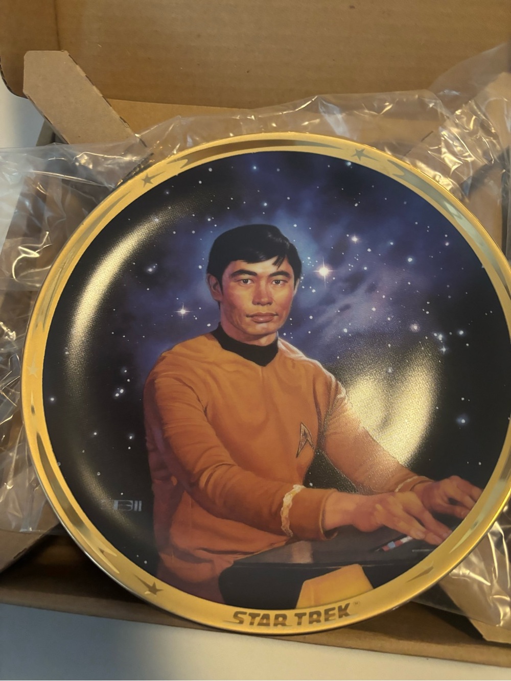 Star Trek 25th Anniversary SULU Gold Rim Plate Collection Hamilton 91 NIB/COA
